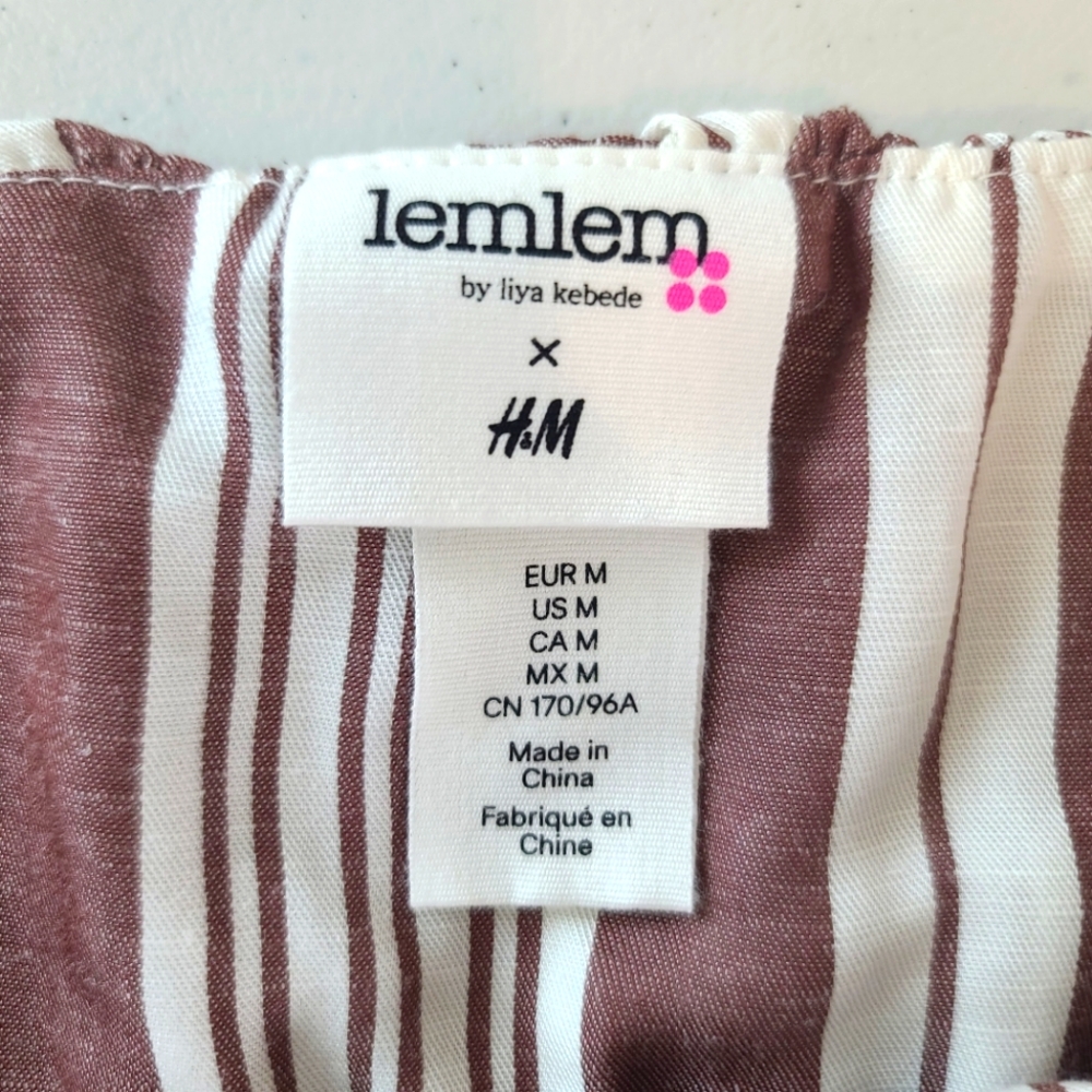 H&M x LemLem Striped Crop Linen Beachy Coastal Crop Top - Picture 6 of 9